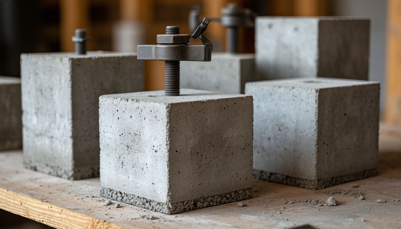 Испытание кубов бетона на сжатие