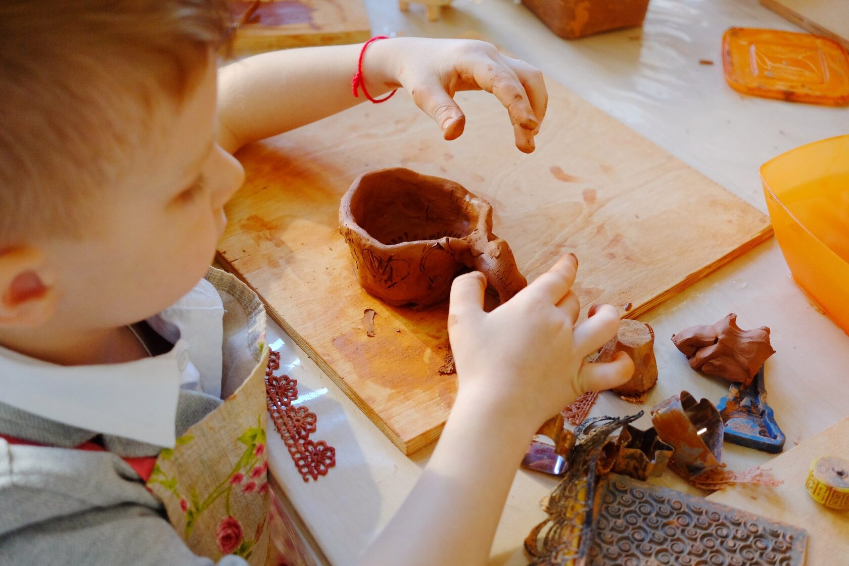 Kids learning about clay