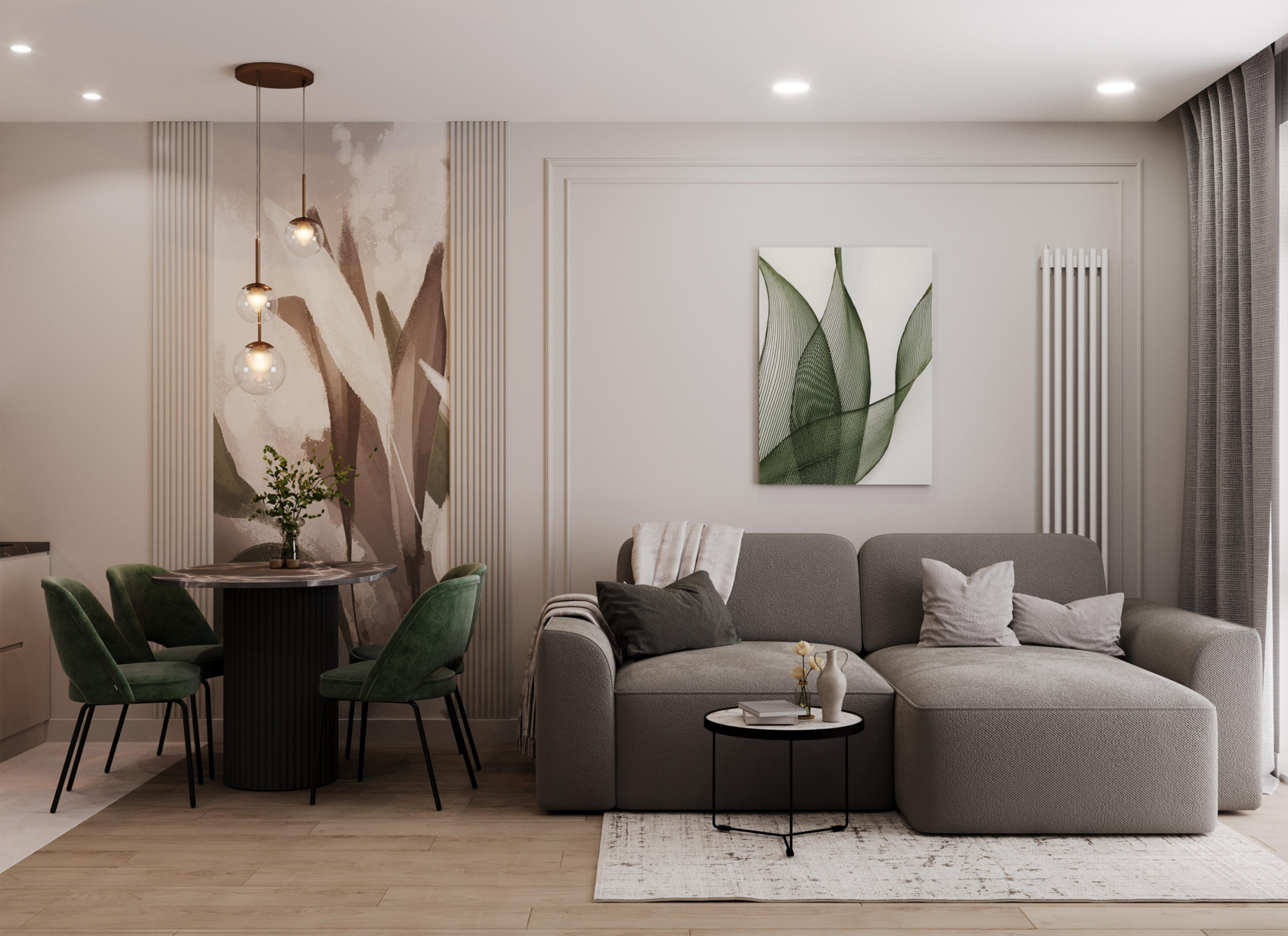 Картина с ботанической графикой в современном интерьере