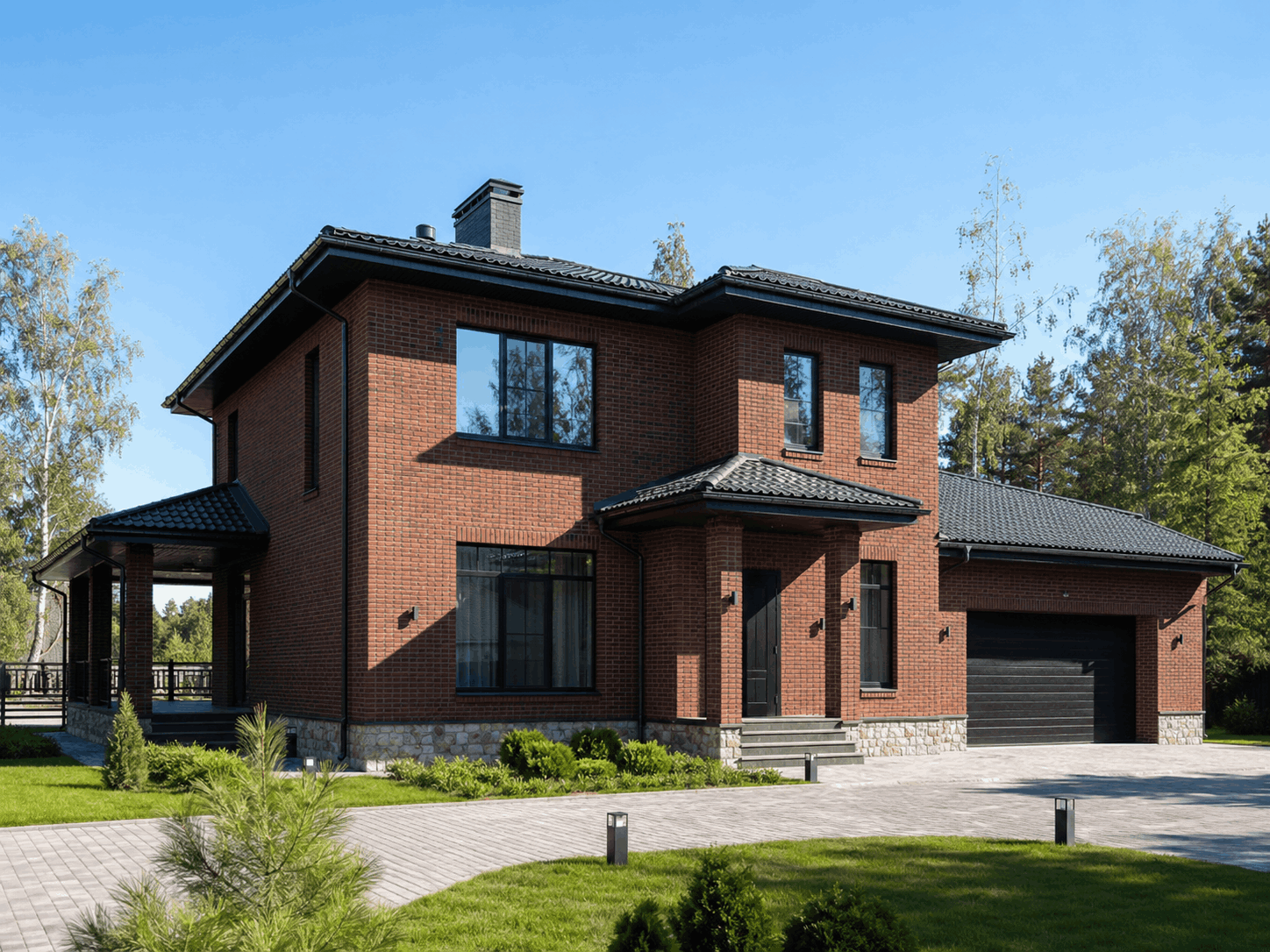 Capital Brick 214 — флагманский кирпичный дом с гаражом и террасой 214 м²