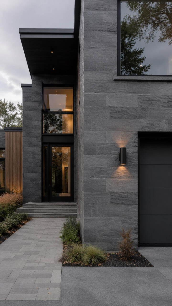 Flexible Tile Imitating Graphite Brick for a Strict and Modern Facade