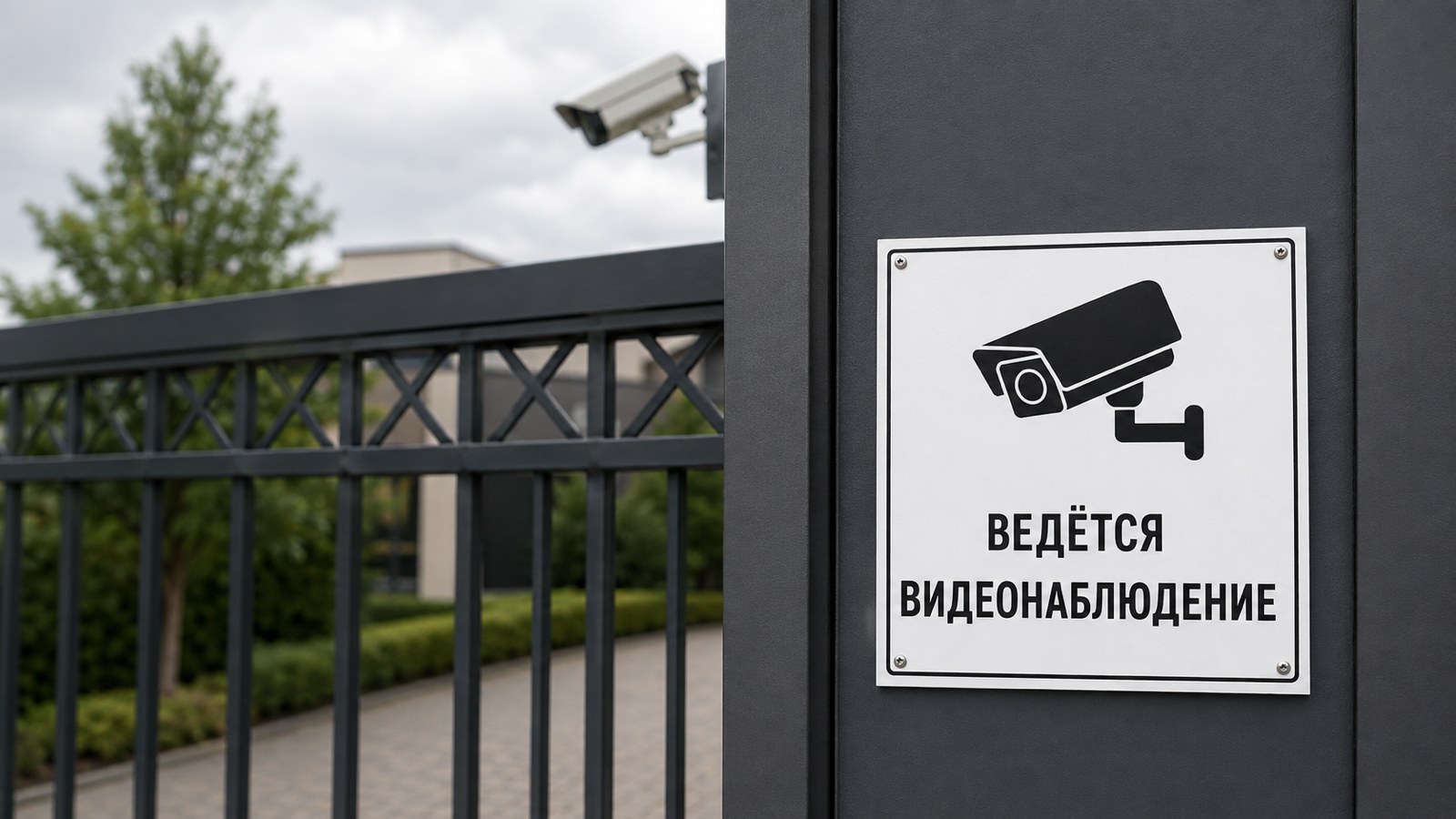 Табличка Ведётся видеонаблюдение на воротах частного дома, Мир Камер