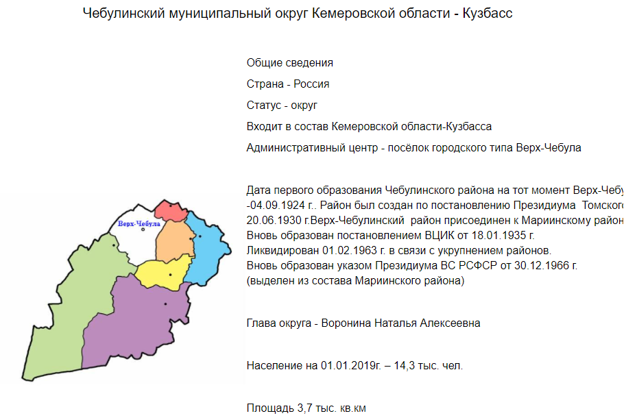 Карта чебулинского района кемеровской