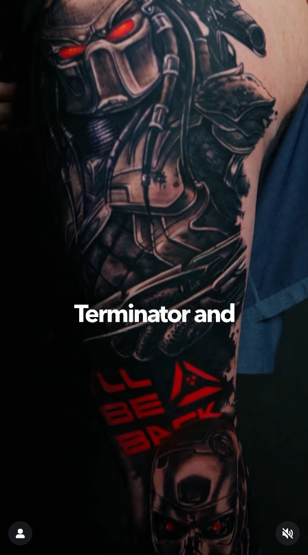 Terminator and Predator tattoo