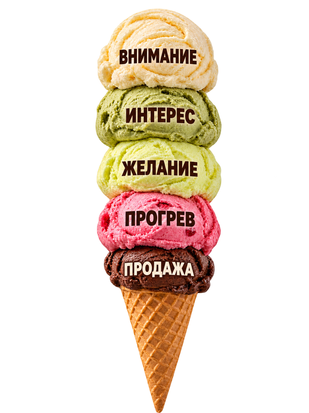 Пять этапов контент-воронки: внимание, интерес, желание, прогрев, продажа