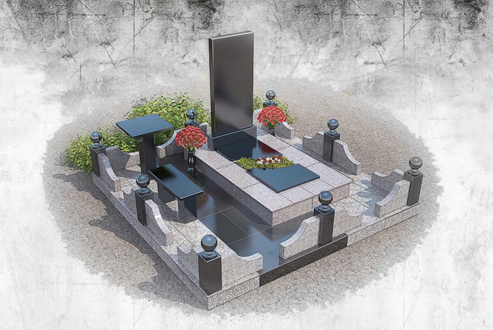 Макеты памятников на кладбище