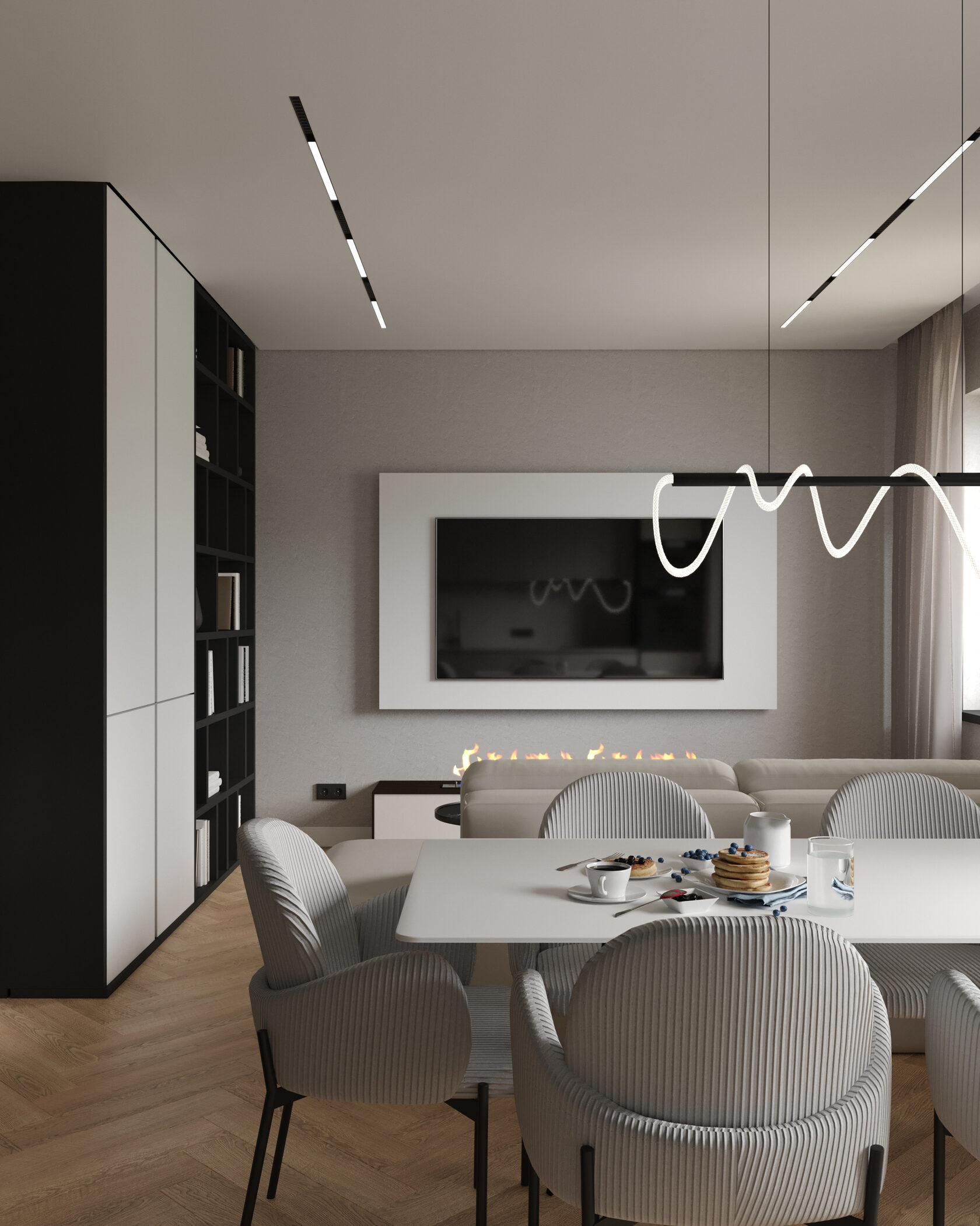 необычное изголовье в интерьере спальни