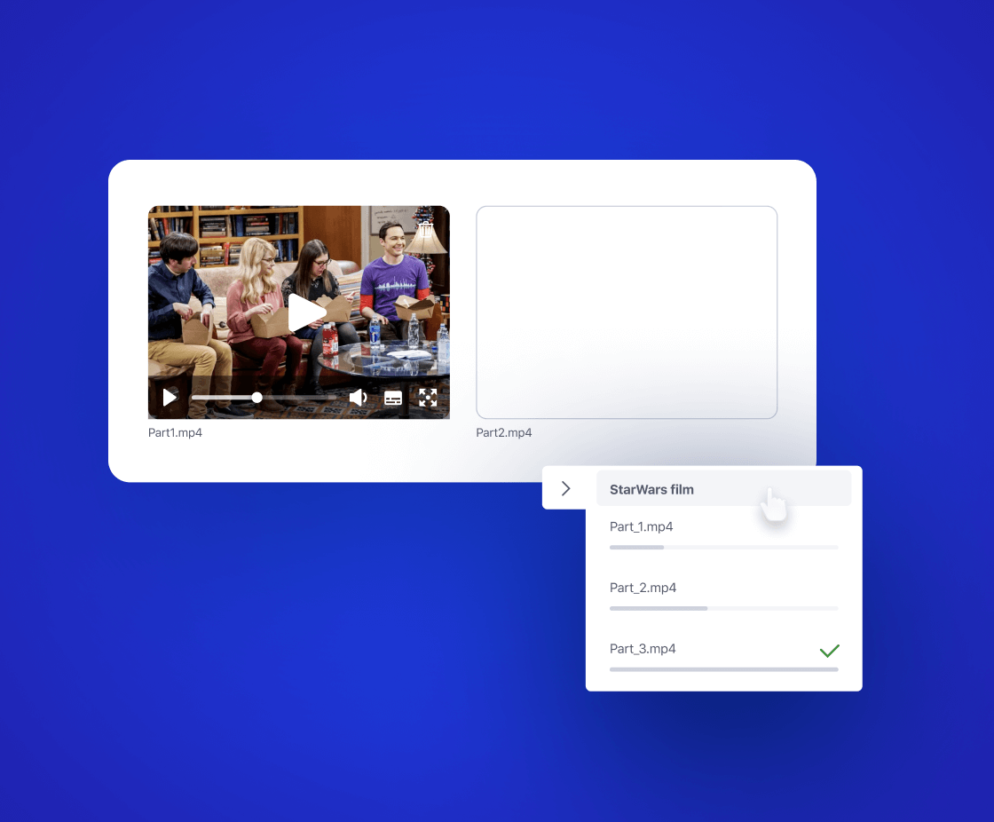 Экран загрузки видео по фрагментам
