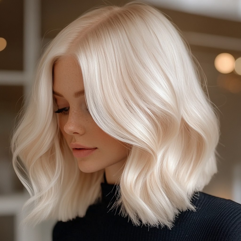 Как выглядит сатиновый блонд: блеск и гладкость волос крупным планом