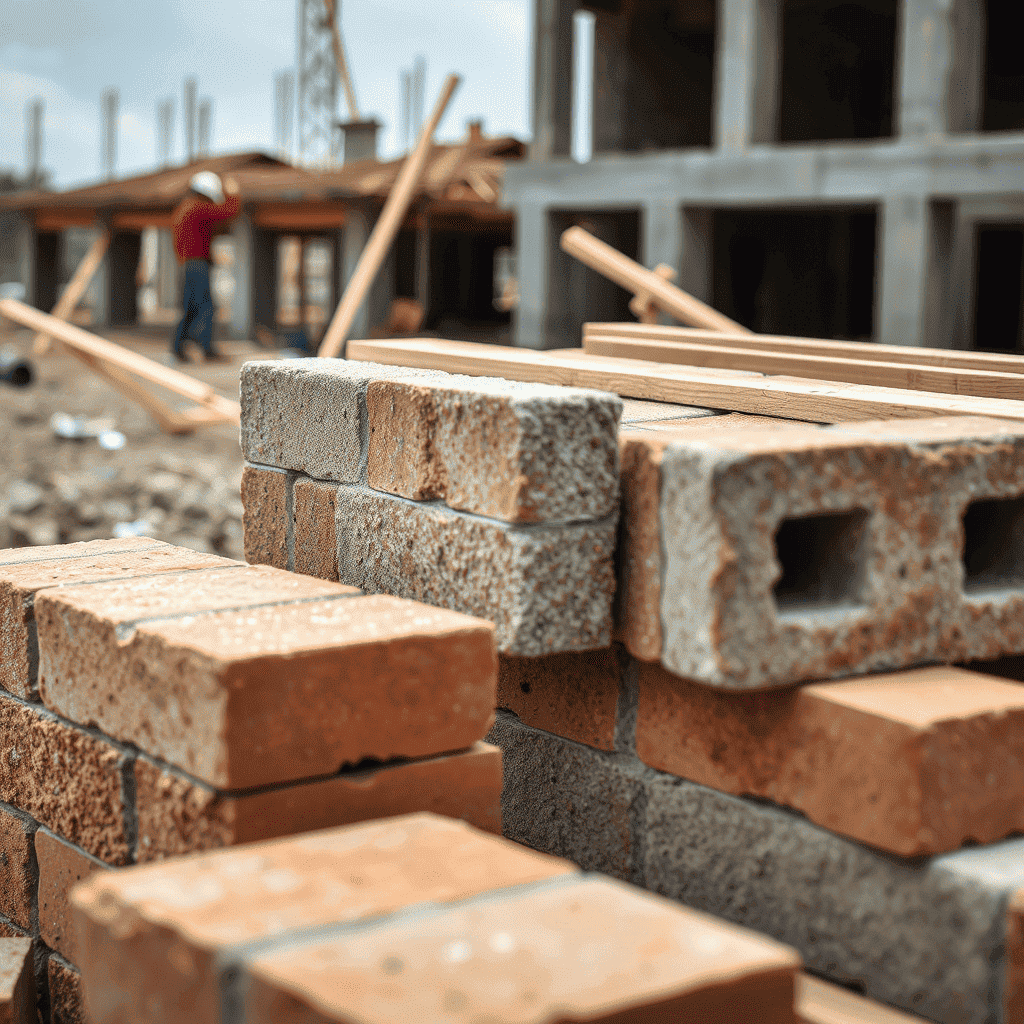 Материалы для строительства стен: кирпич, газобетон, дерево.