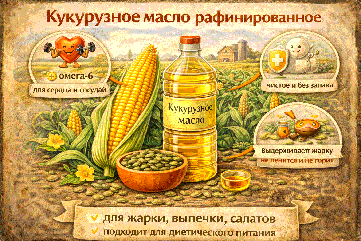 Рафинированное кукурузное масло: нейтральный вкус и высокая термостойкость