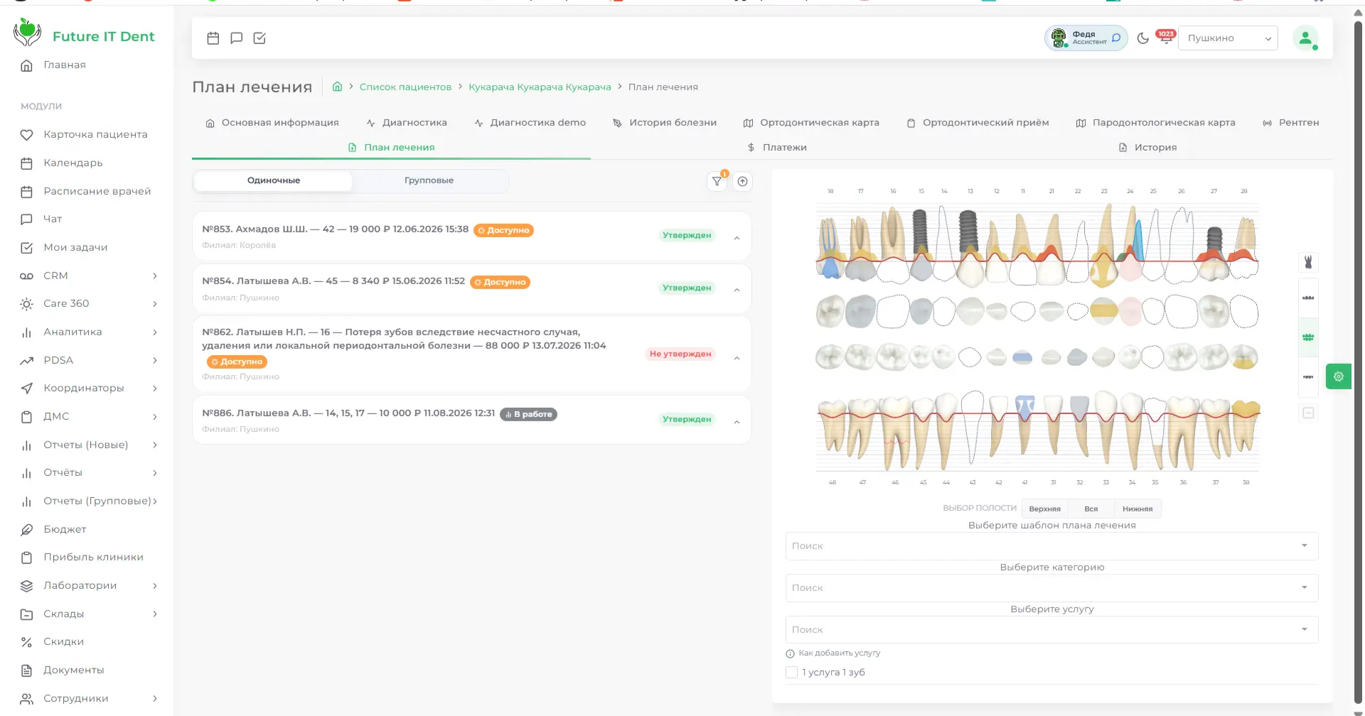 План лечения Future IT Dent