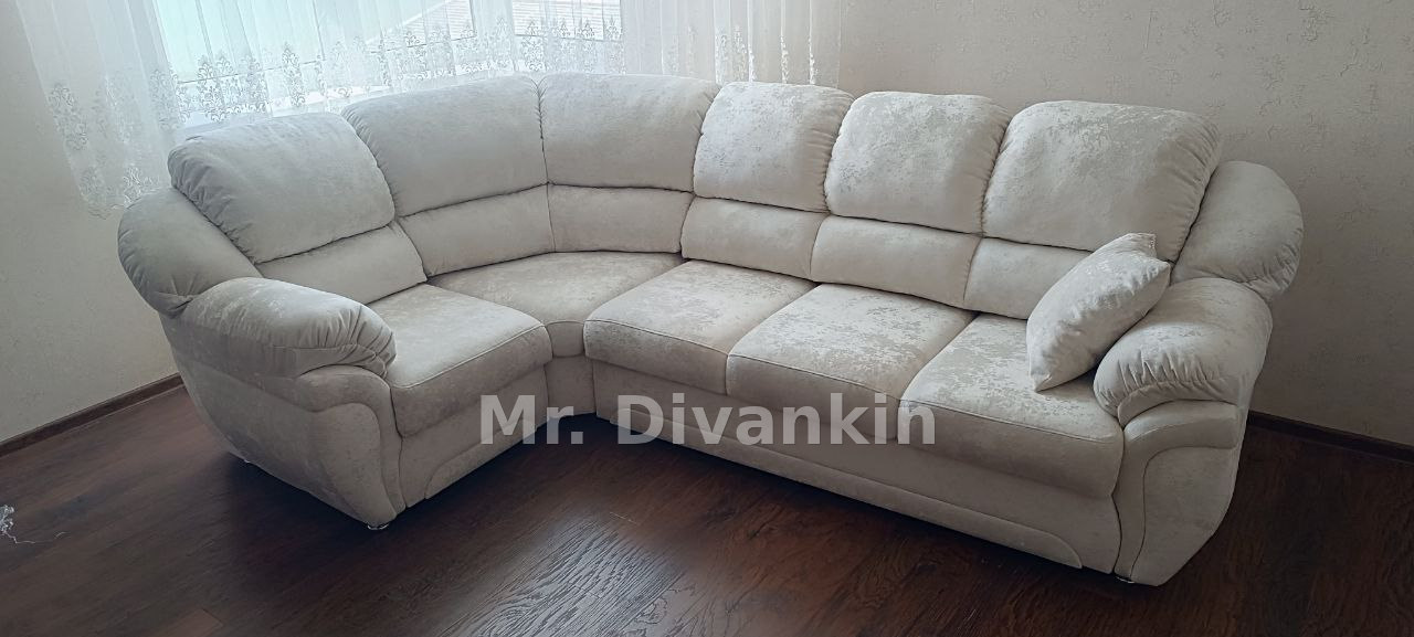 Светлый угловой диван: после перетяжки — Mr. Divankin