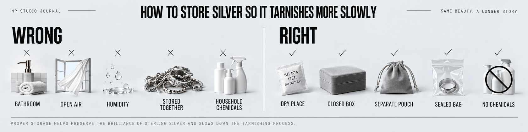 How to store sterling silver to reduce tarnishing