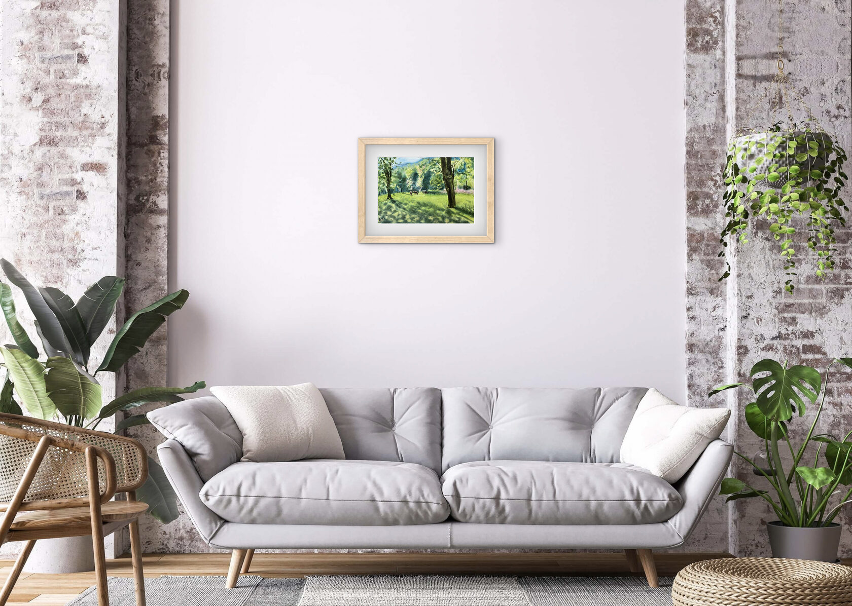 картина на стене в светлом интерьере, уют и современный стиль