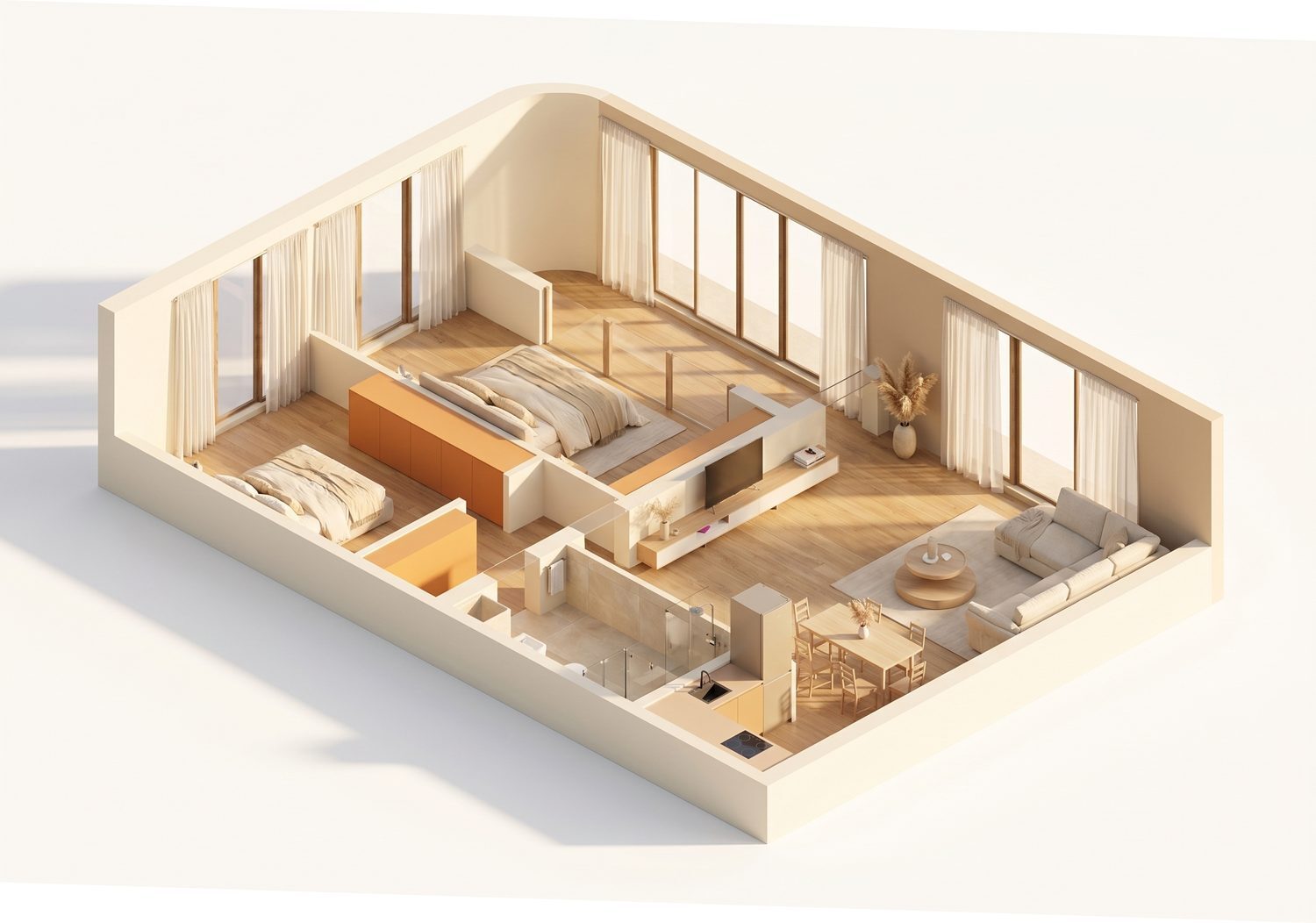 Floor plan Two-bedroom apartment 85.9 m², Layout B – Zen Gardens, Bar