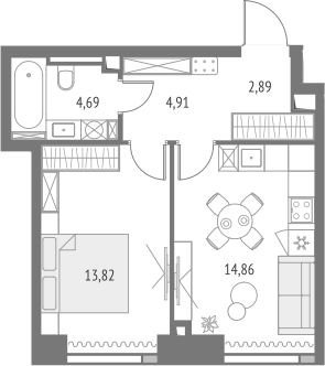 2-комнатная 41,2 м²