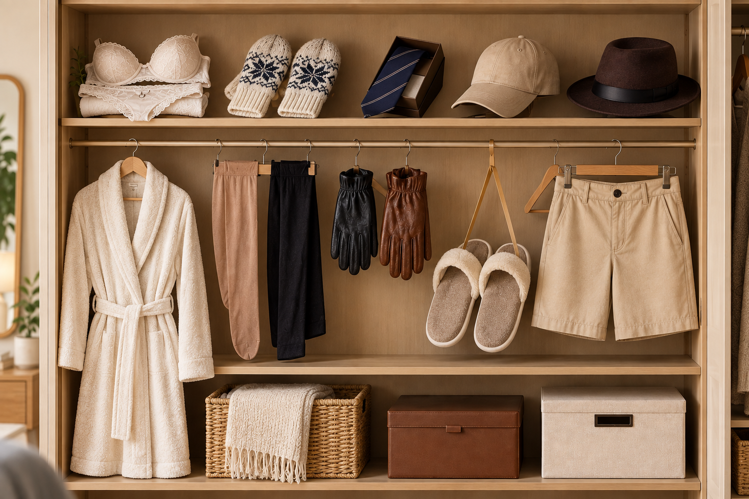 Wardrobe with new B2 clothes and accessories