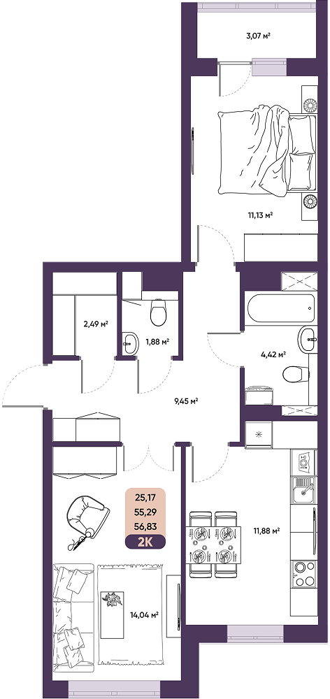 ЖК ПараПарк комфорт-класса, купить 2 комнатную квартиру