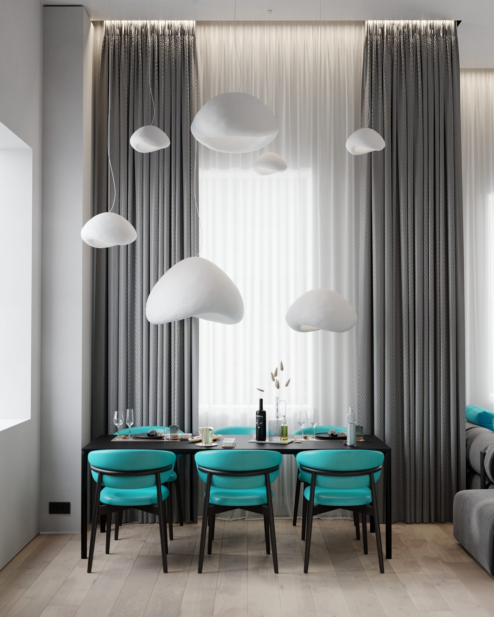 голубые стулья для кухни