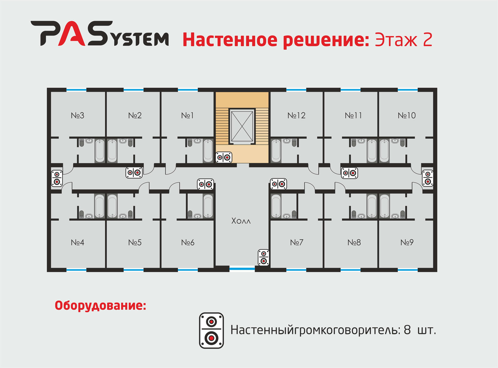 Минимальный набор помещений. Акустическое оборудование гостиницы. Системы фонового звука для гостиниц. Оптимальный вариант 1 этаж.