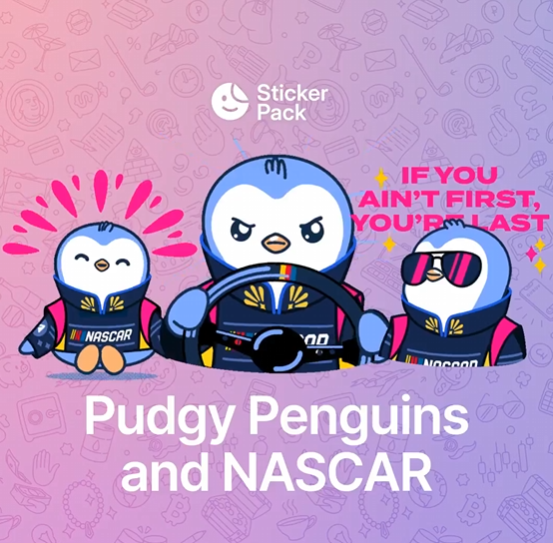 Pudgy Penguins and NASCAR Sticker Pack