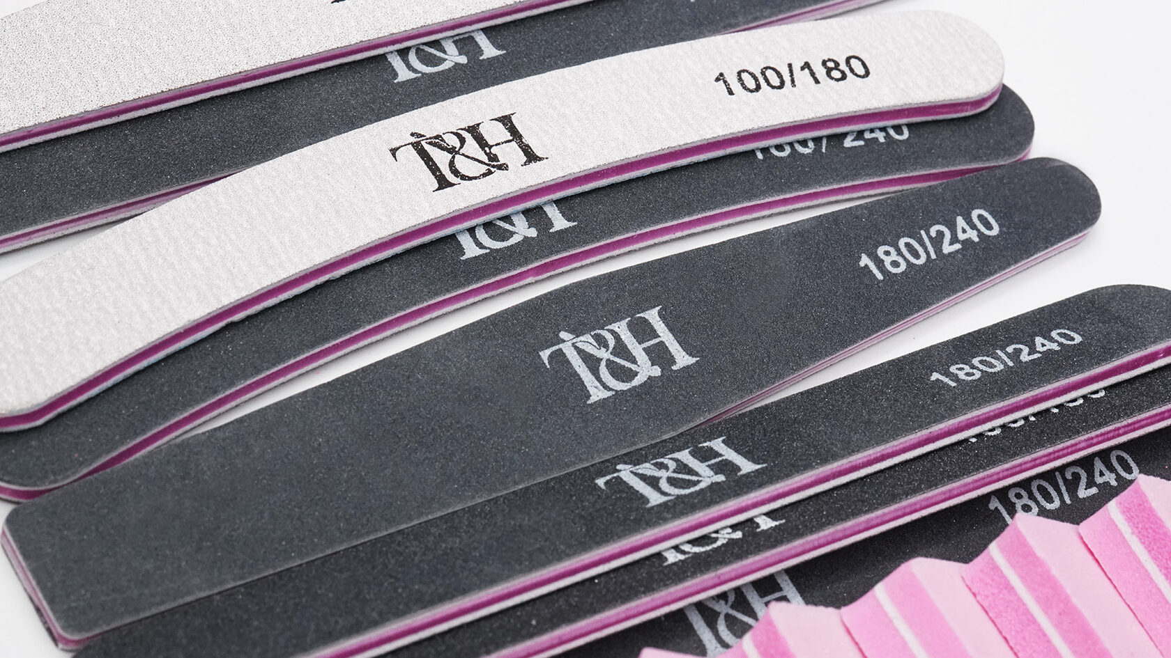 Пилка для ногтей T&H черная 100-180 в упаковке 20 шт одной формы широкая, ромб, узкая, бумеранг, полумесяц.jpg