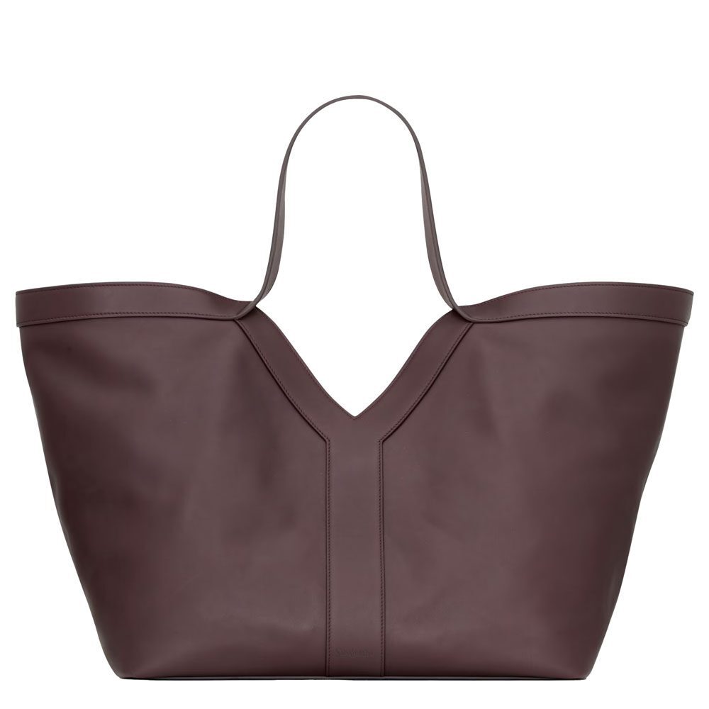 Saint Laurent Leather Y Tote Темно-Фиолетовый