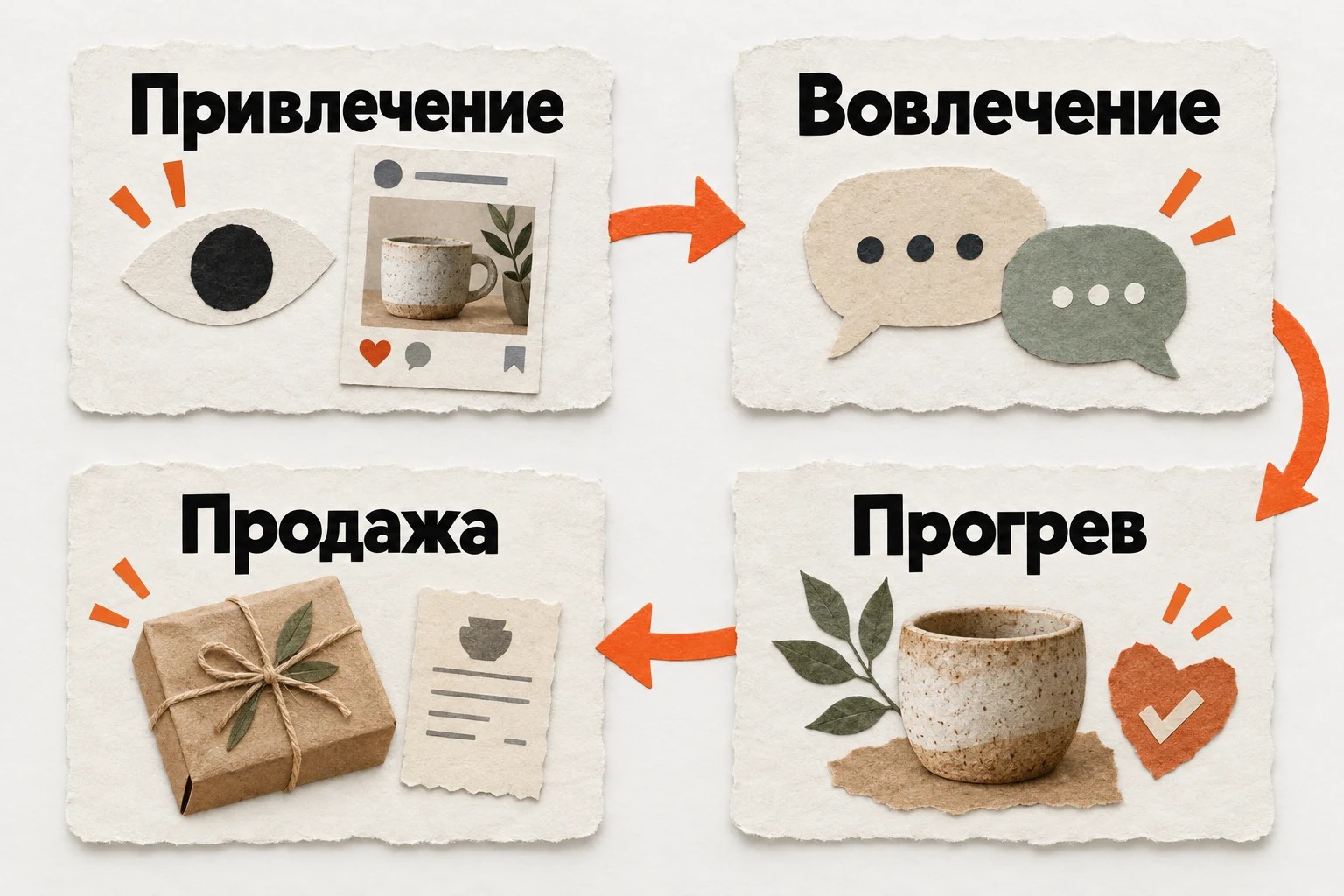 Четыре задачи контента: привлечение, вовлечение, прогрев и продажа