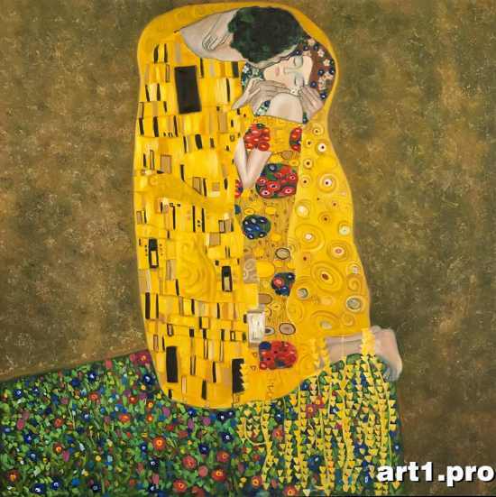 густав климт поцелуй, картина маслом, большие картины
