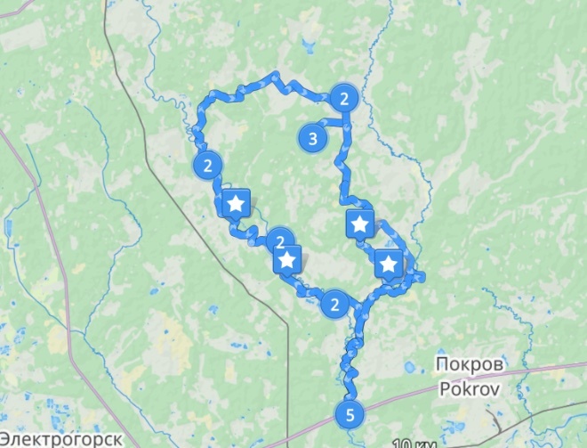Карта квадромаршрута по берегам реки Киржач