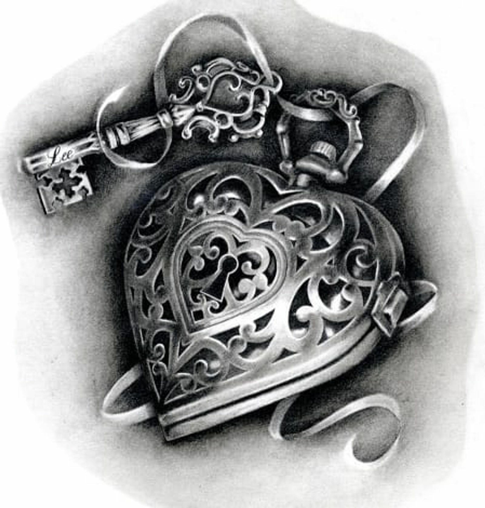 Эскиз тату замок и ключ