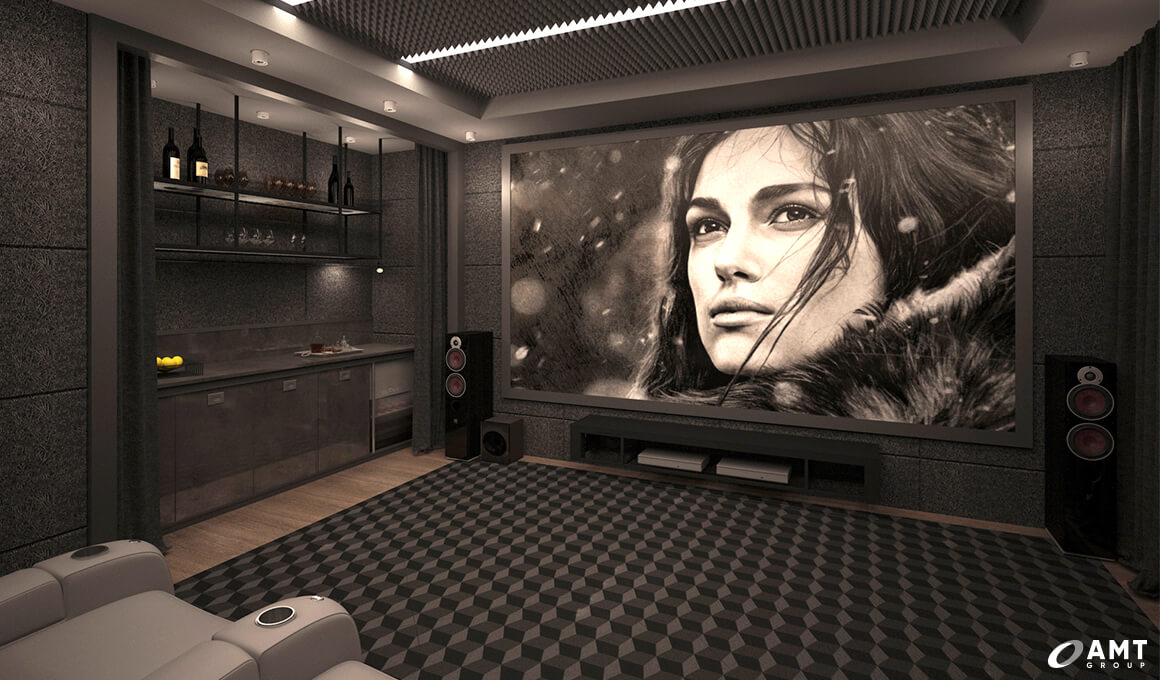 Интерьеры домашних кинотеатров и зон ТВ с фото и вариантами дизайна на проекте АрхРевю