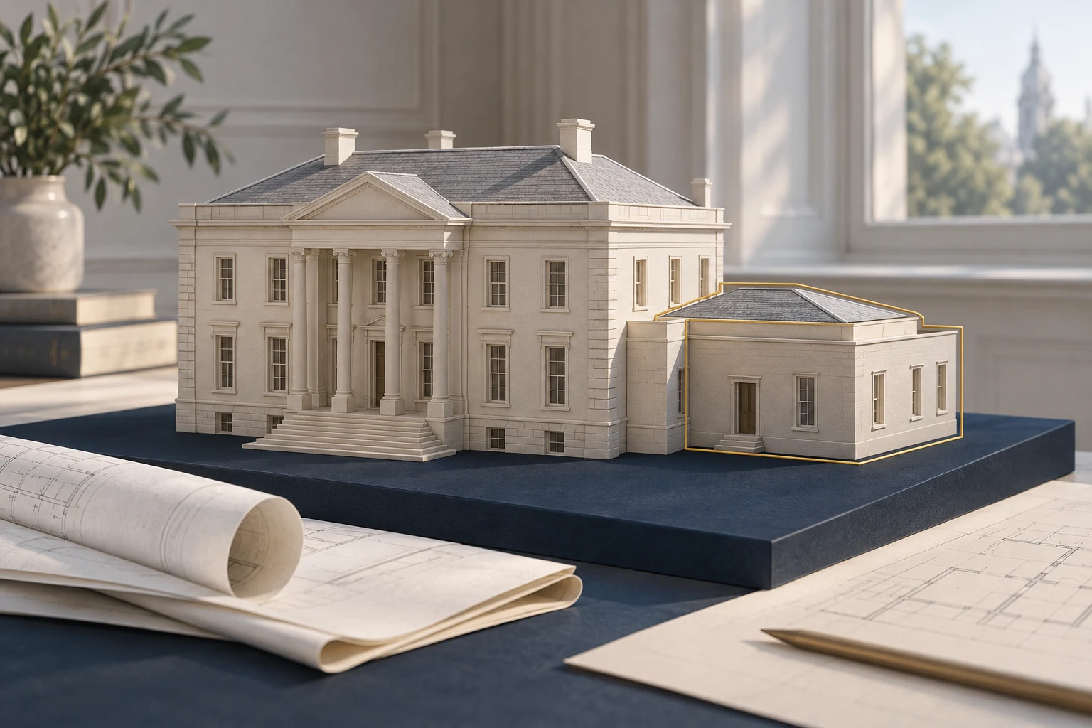 Концептуальное сравнение капитального здания и отдельной реконструированной части, которую проверяют отдельно