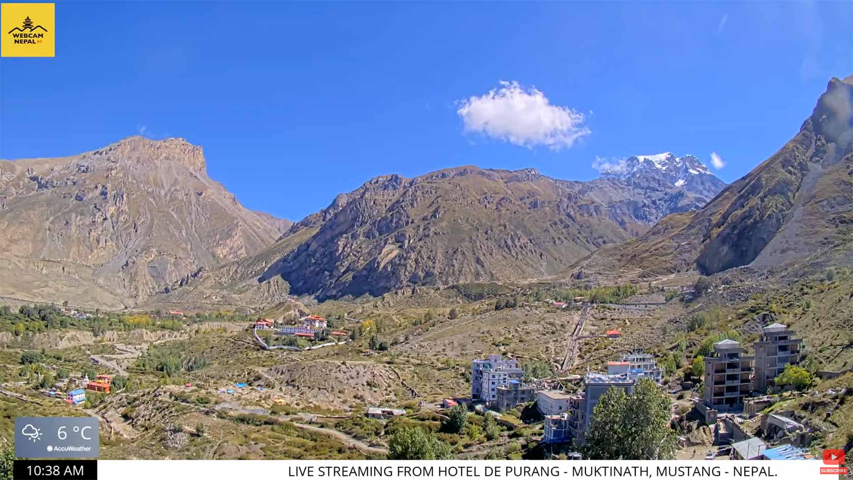 Вид на перевал Торонг-Ла с веб-камеры в⦁Муктинатхе