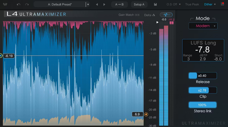 Интерфейс плагина Waves L4 Ultramaximizer