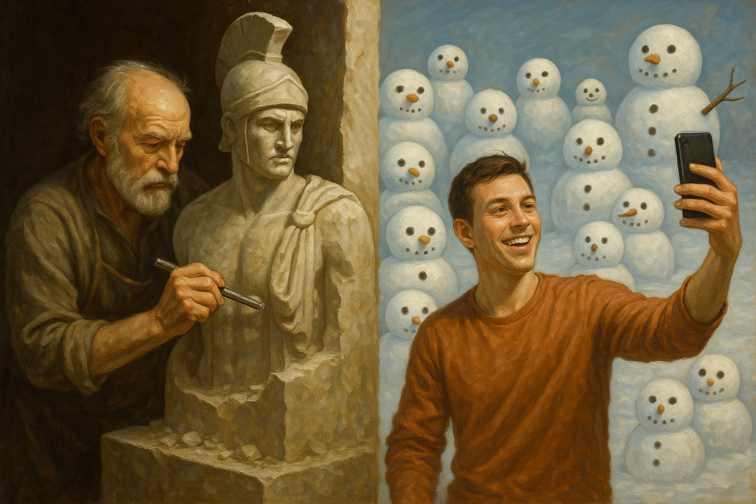 alt: «Профессионализм против культа успеха — иллюстрация смены ценностей в современном обществе»