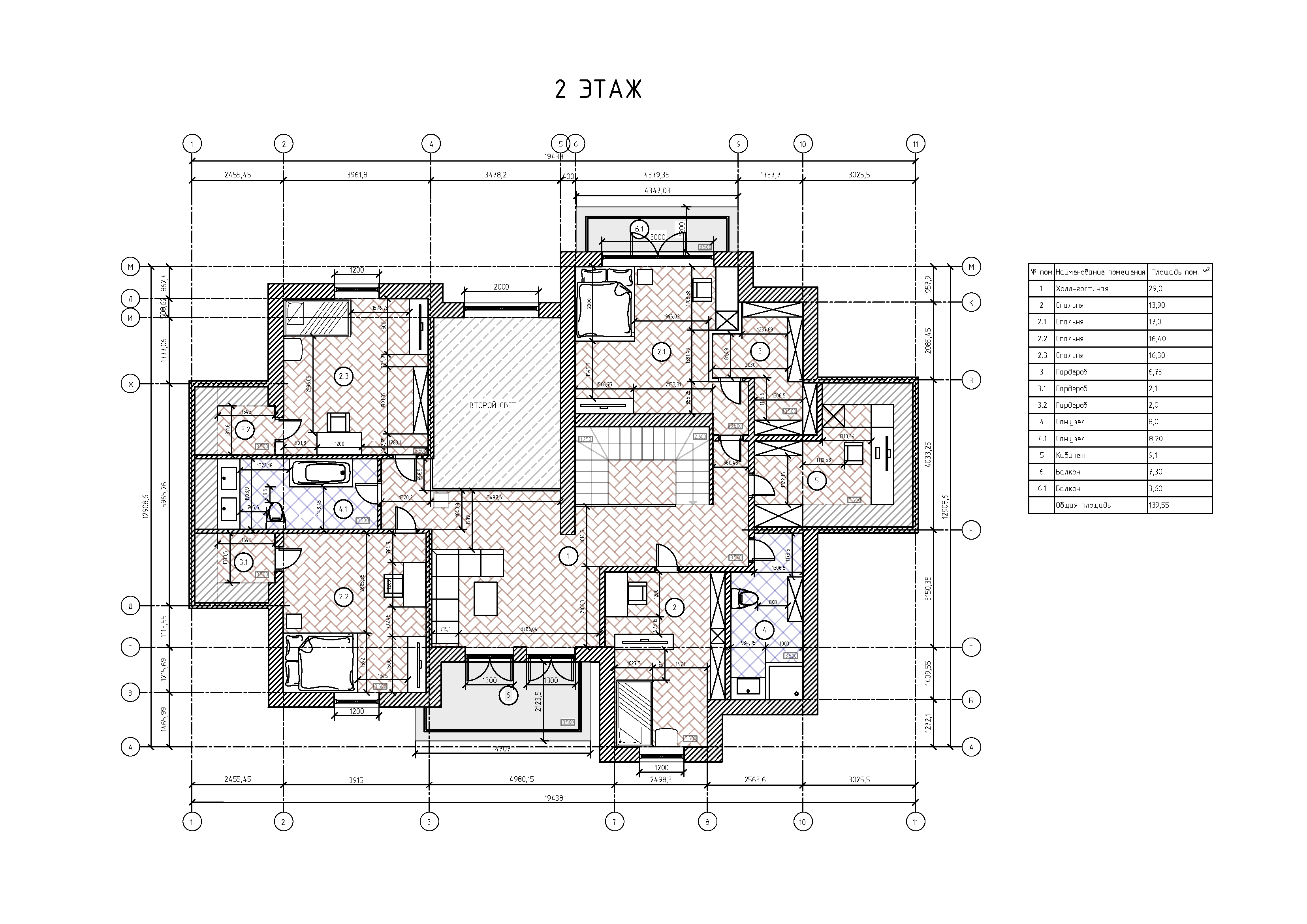 Планировка второго этажа
