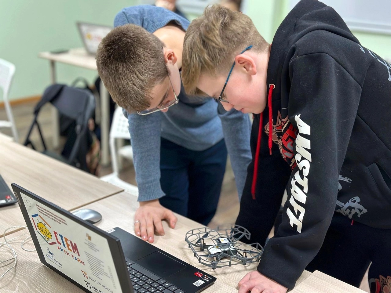 young students coding