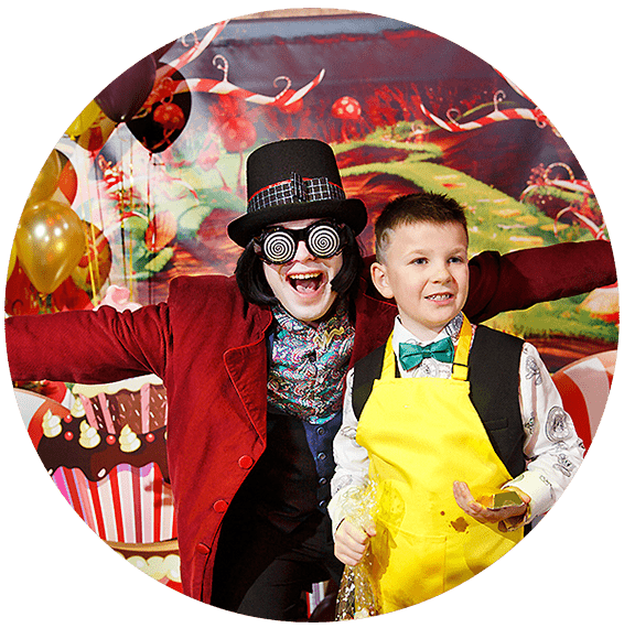 Аниматор Вилли Вонка из Чарли и шоколадная фабрика Москве