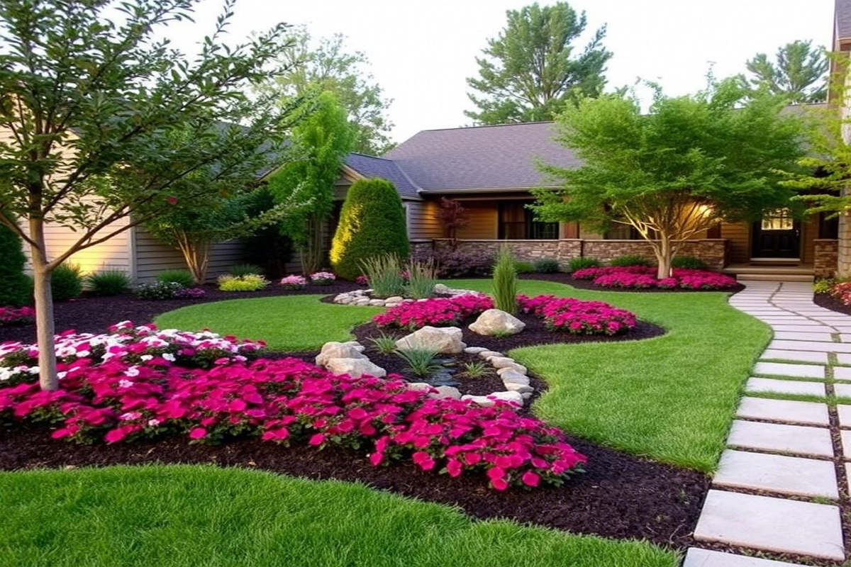 План ландшафтного дизайна с зонами отдыха и зелеными насаждениями