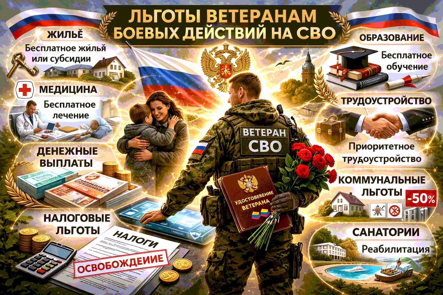 Льготы ветеранам боевых действий на СВО - выплаты участникам в 2026 году, социальные гарантии, меры поддержки