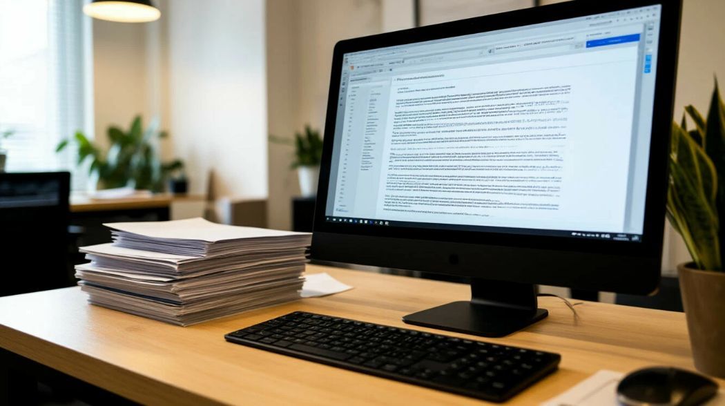 ноутбук с правовыми документами на экране