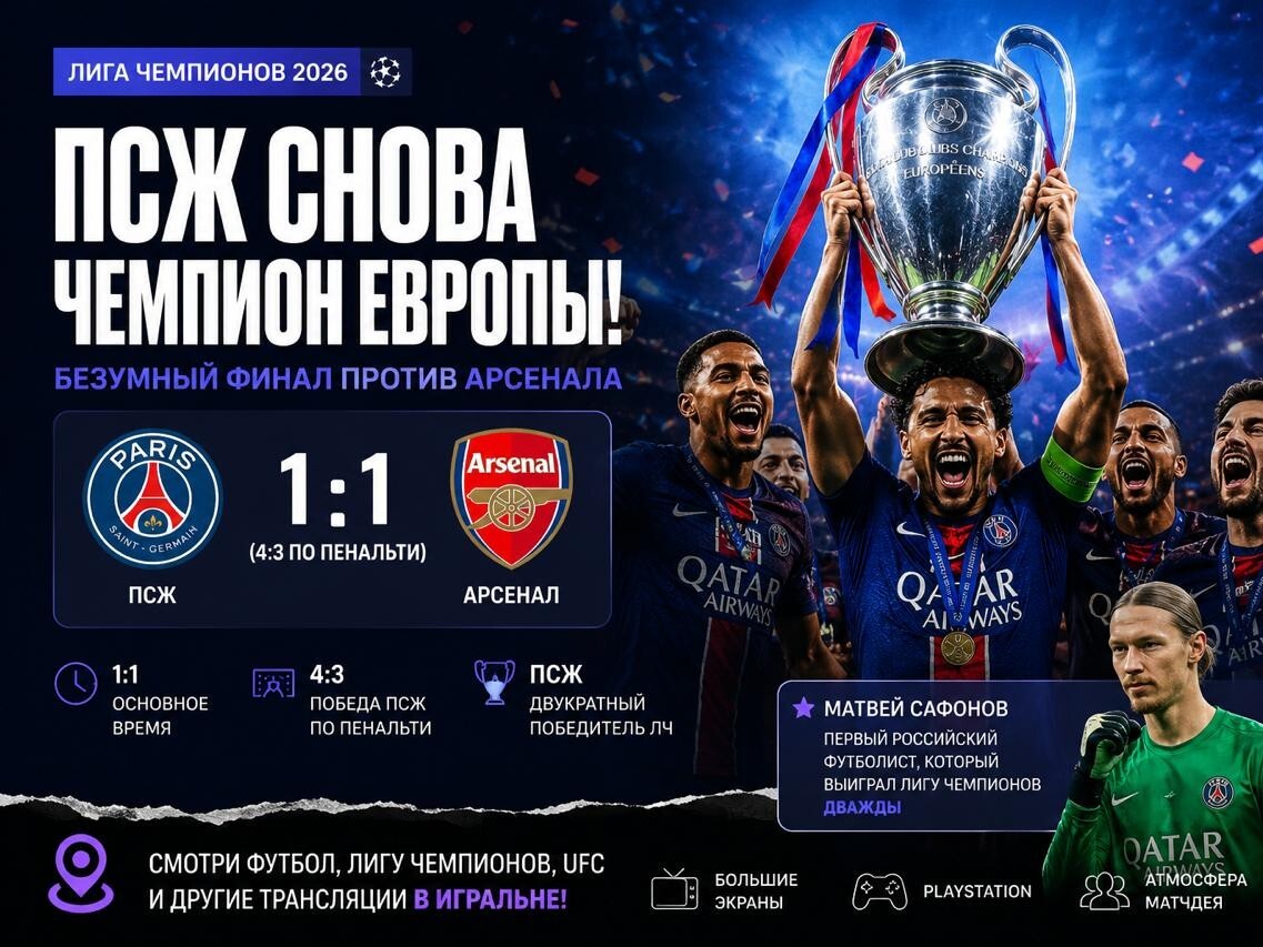 Финал Лиги чемпионов 2025/26: ПСЖ снова чемпион