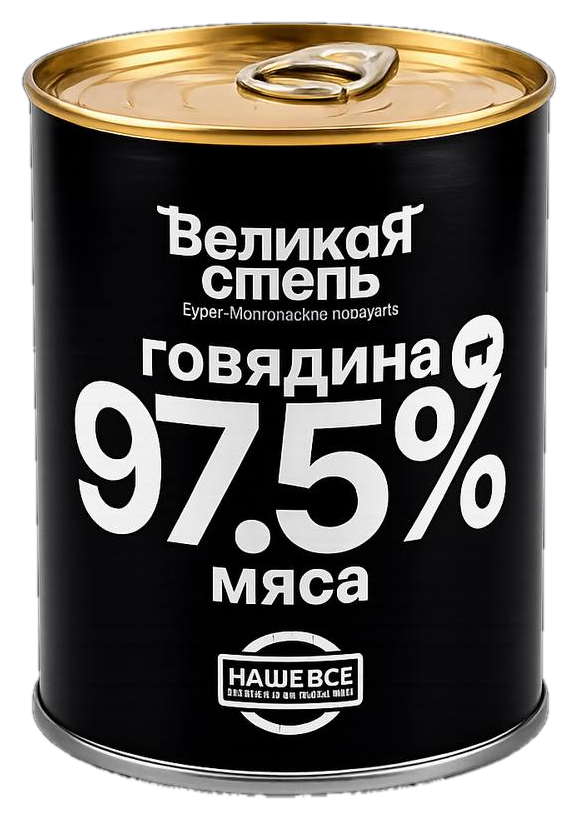 Великая Степь — Говяжья тушёнка кусковая 97.5% мяса