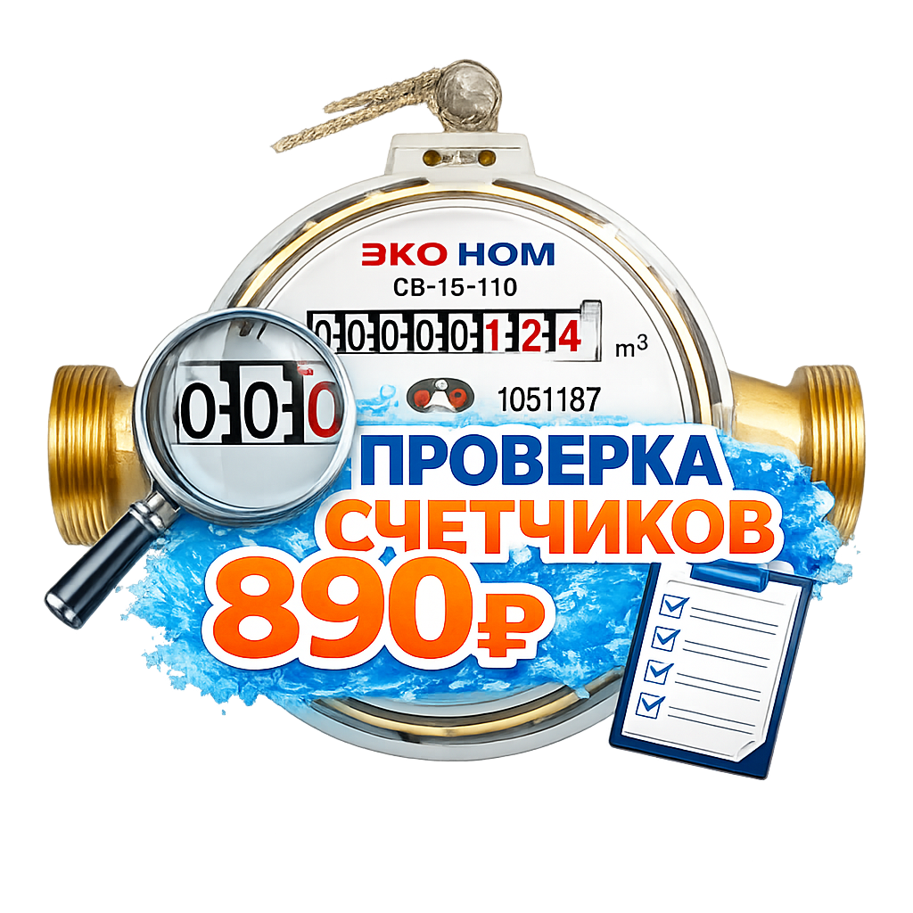 Счётчик воды — поверка от 890 рублей за прибор