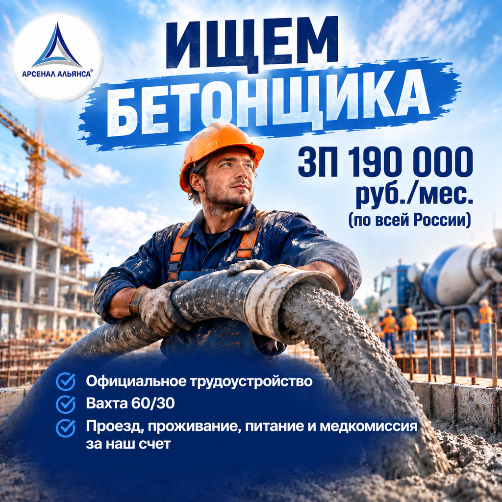 Рекламный макет Альянса для привлечения бетонщиков на вахту