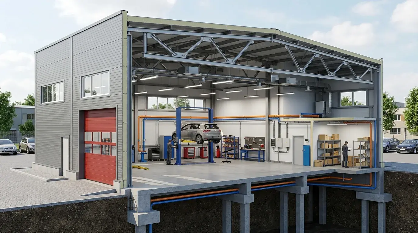 Автосервис на металлическом каркасе