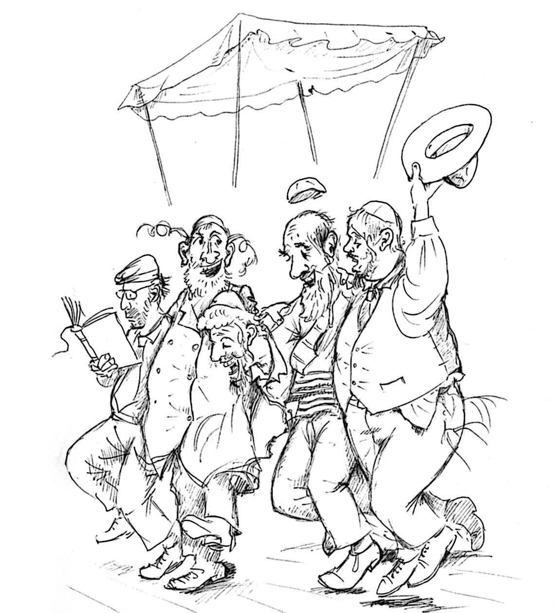 Еврейская свадьба - юмористический рисунок художника Йосифа Лихтарева