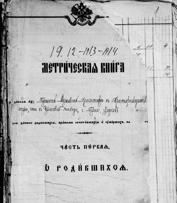 Метрическая книга Христорождественксой церкви  в Чулковой слободе 1912 год